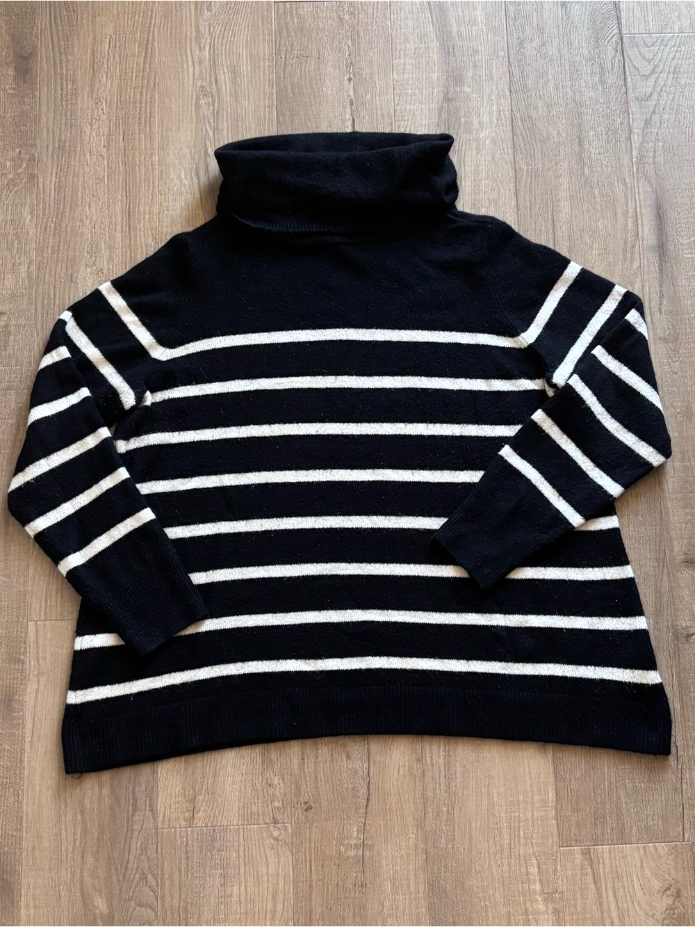 Old Navy Black and White Striped Turtleneck Sweater